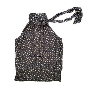 XXI FOREVER 21 Y2K Floral Halter Tie-Neck Blouse Size M